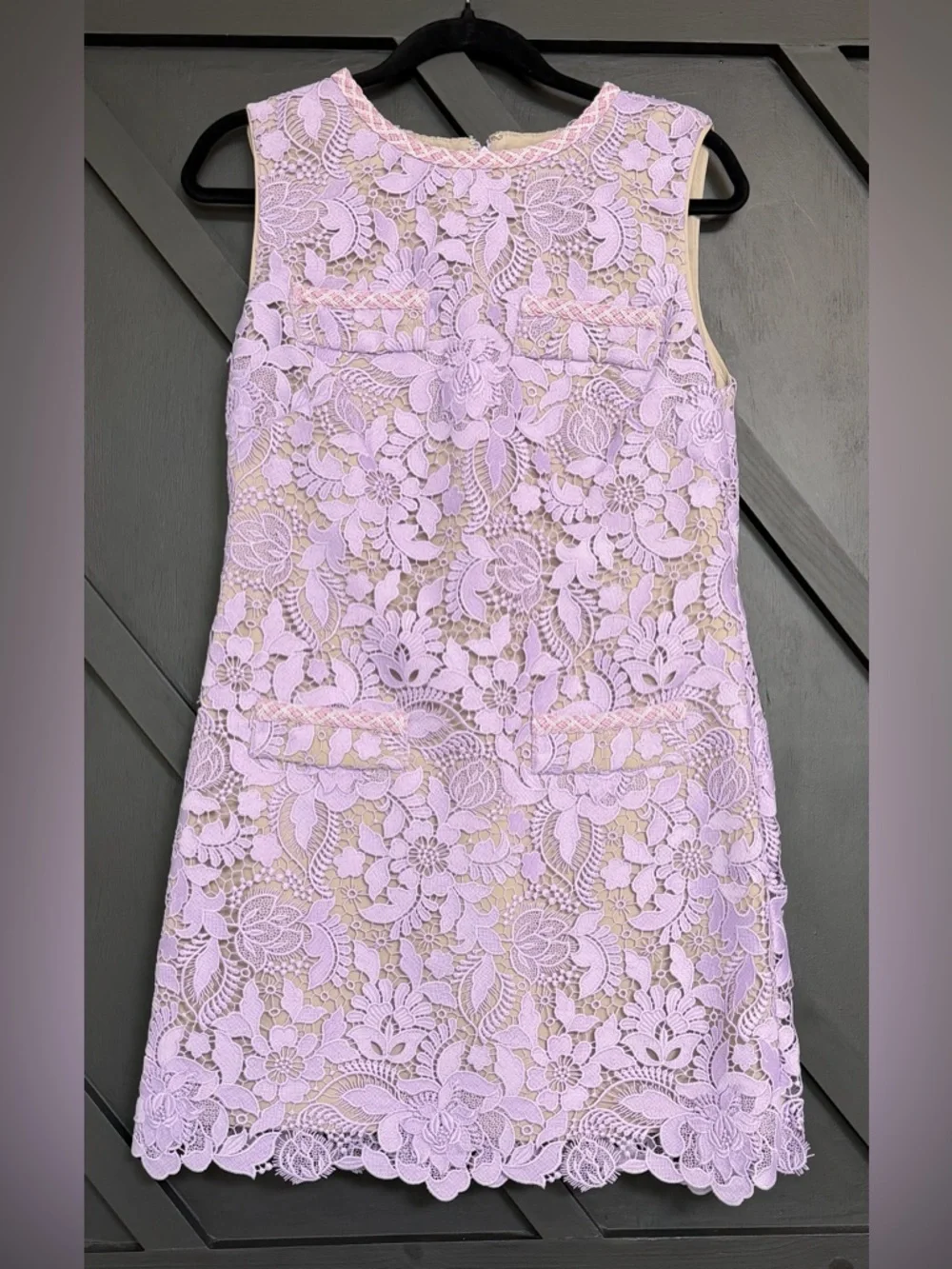 NWT MILLY 3D Garden Lace Sleeveless Mini Dress in Lilac, Size 6 - Picture 5 of 13